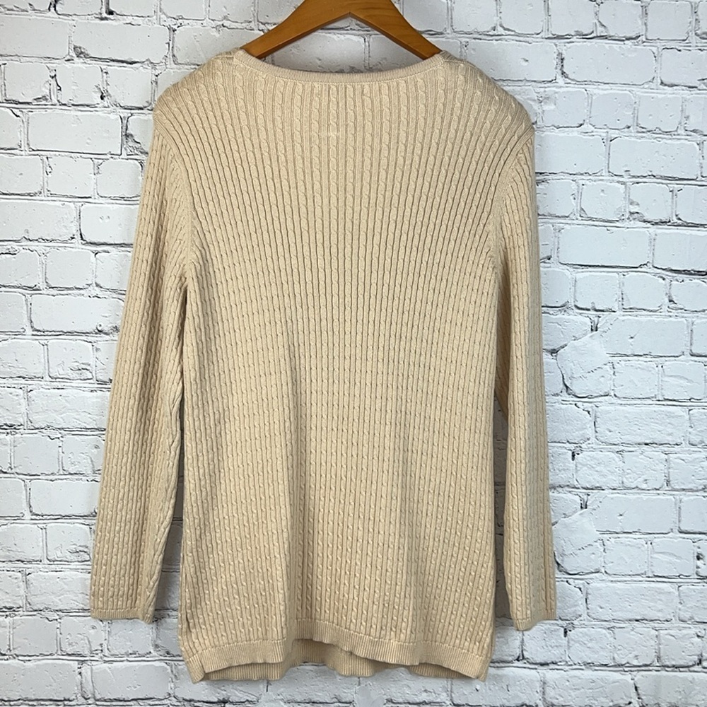 ALEXANDRA BARTLETT Beige Knit Sweater, Vee Neck, Size 2X - Picture 3 of 7